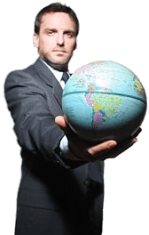 Man holding a globe